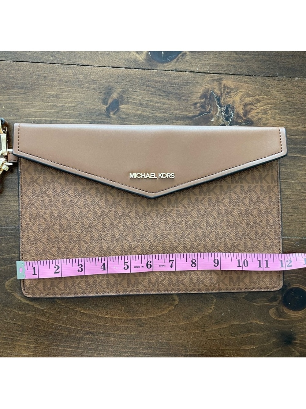 Michael Kors Brown Logo Wristlet Clutch - Picture 5 of 6